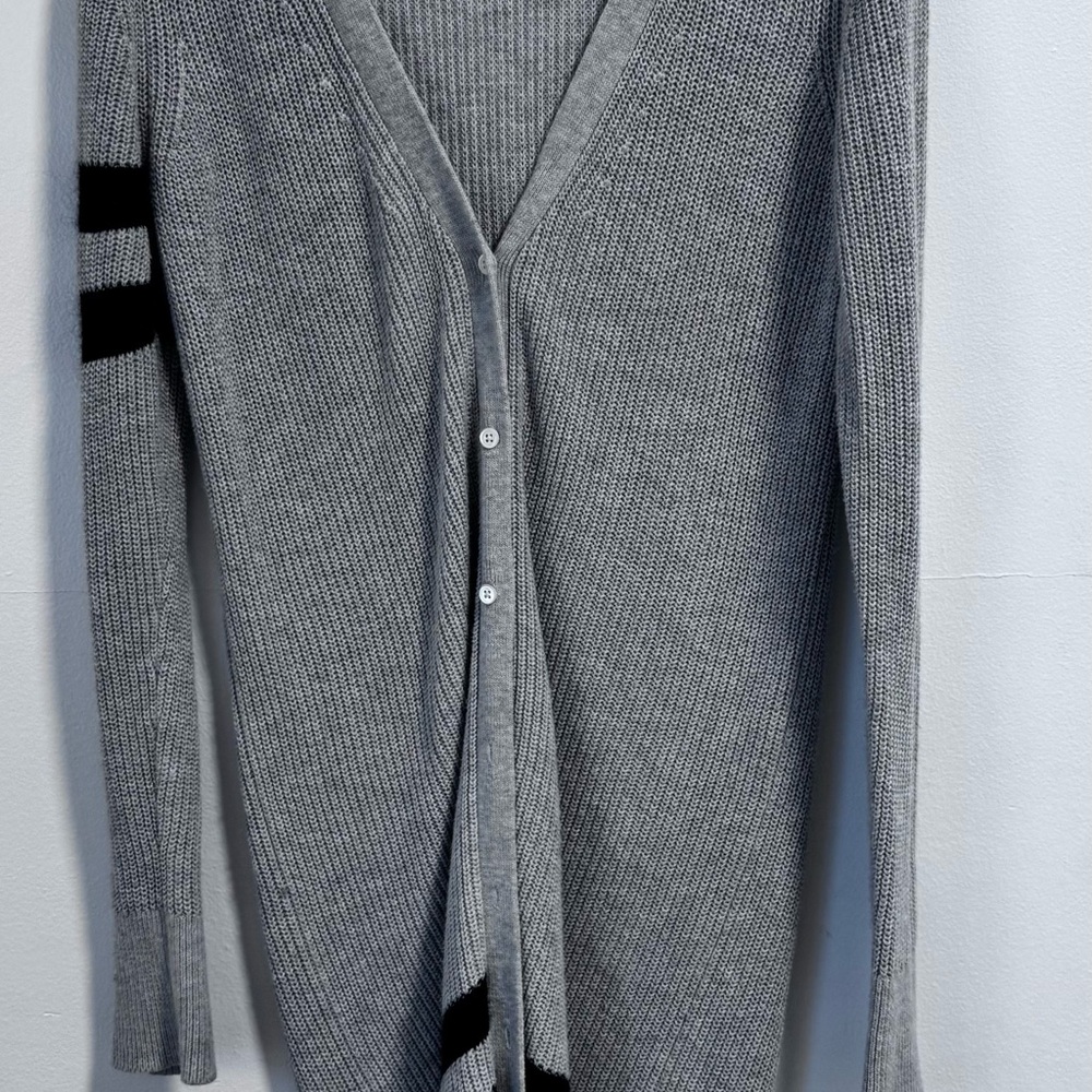Banana Republic grey and black stripe knee length cardigan - Picture 2 of 9
